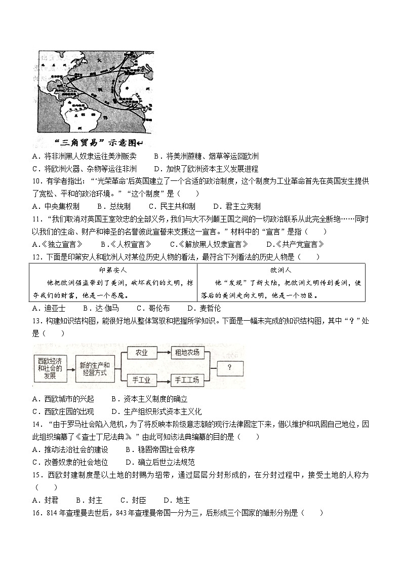 河南省驻马店市确山县2022-2023学年九年级上学期期中历史试题02