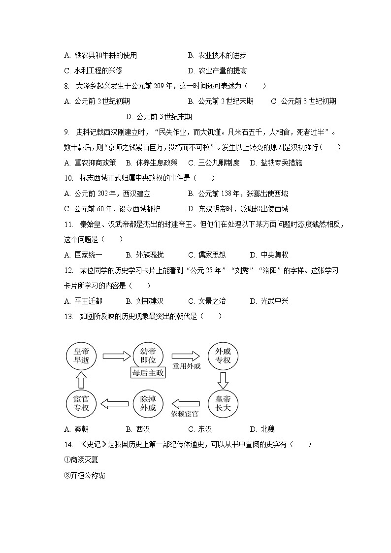 2022-2023学年山东省济宁市梁山县七年级（上）期末历史试卷（含解析）02