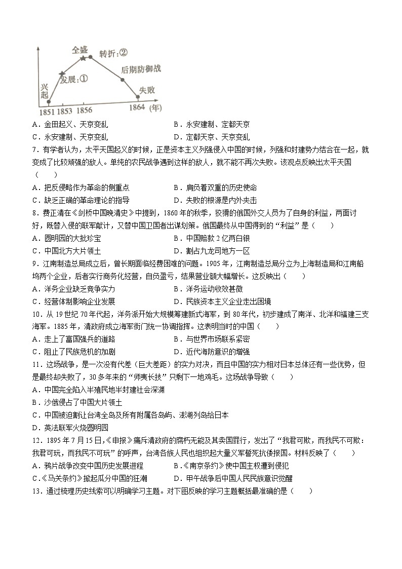 湖南省常德市安乡县2022-2023学年八年级上学期期中历史试题02