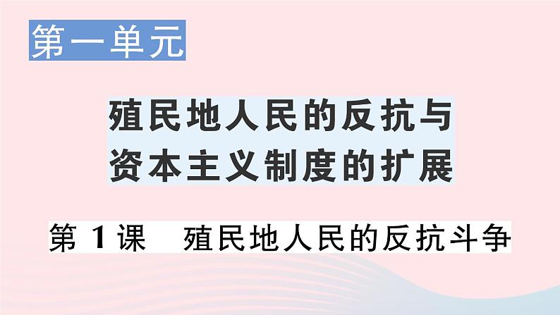 2023九年级历史下册第一单元殖民地人民的反抗与资本主义制度的扩展第一课殖民地人民的反抗斗争作业课件新人教版01