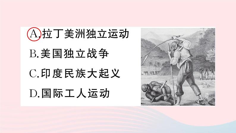 2023九年级历史下册第一单元殖民地人民的反抗与资本主义制度的扩展第一课殖民地人民的反抗斗争作业课件新人教版03