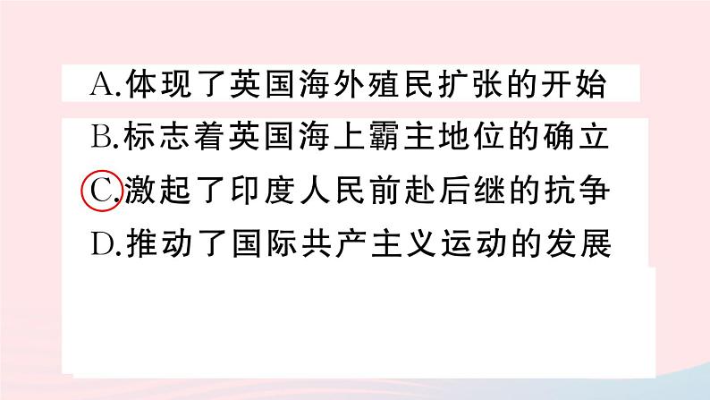 2023九年级历史下册第一单元殖民地人民的反抗与资本主义制度的扩展第一课殖民地人民的反抗斗争作业课件新人教版08