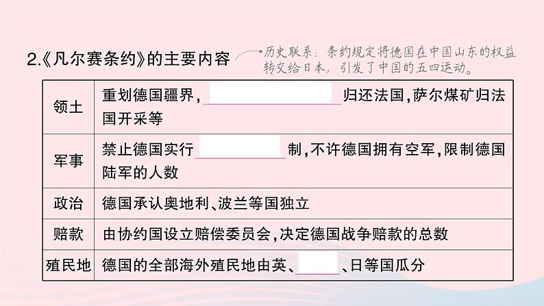 2023九年级历史下册第三单元第一次世界大战和战后初期的世界第十课凡尔赛条约和九国公约作业课件新人教版04