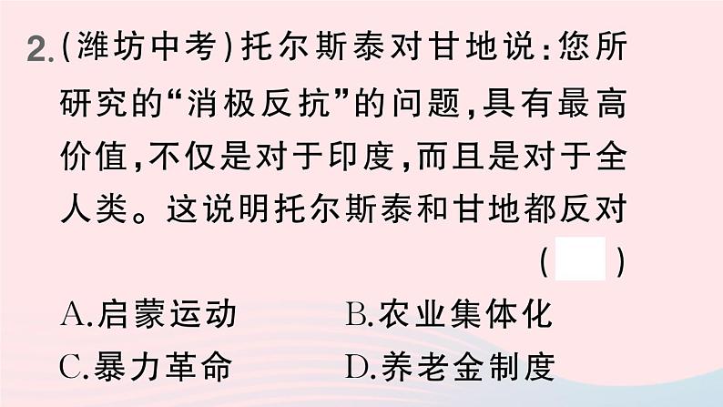 2023九年级历史下册第三单元第一次世界大战和战后初期的世界第12课亚非拉民族民主运动的高涨作业课件新人教版第4页