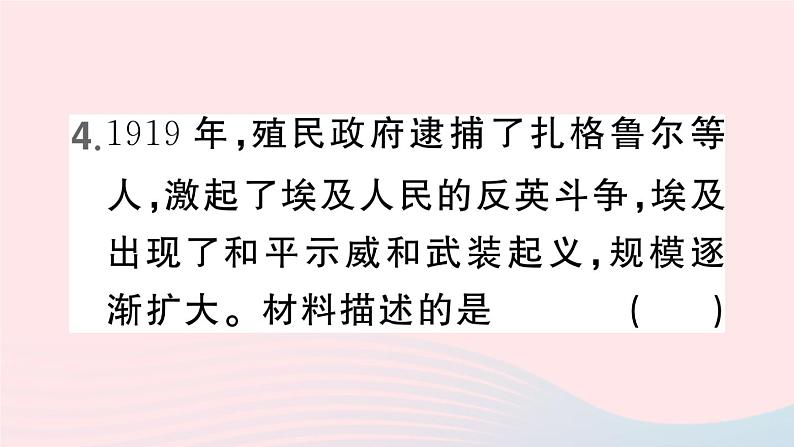 2023九年级历史下册第三单元第一次世界大战和战后初期的世界第12课亚非拉民族民主运动的高涨作业课件新人教版第8页