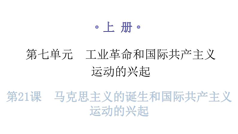 人教版世界历史九年级上册第七单元工业革命和国际共产主义运动的兴起第21课马克思主义的诞生和国际共产主义运动的兴起课件第1页