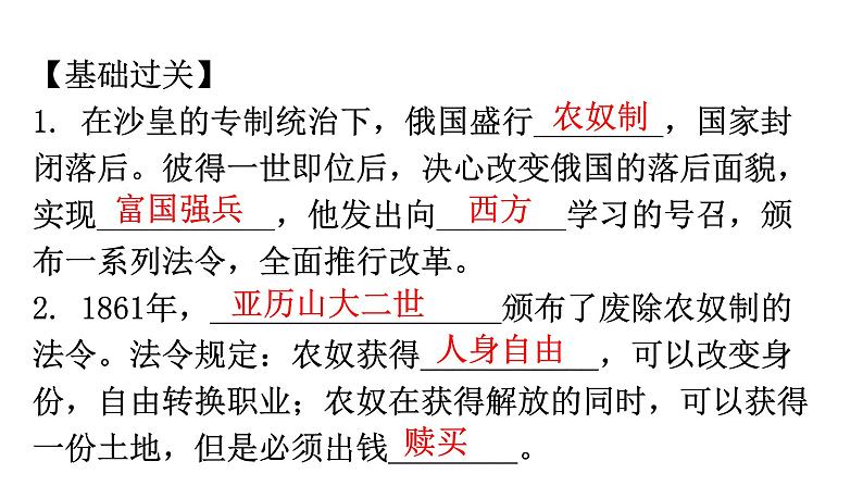 人教版世界历史九年级下册第一单元殖民地人民的反抗与资本主义制度的扩展练习课件06