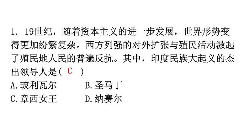 人教版世界历史九年级下册期末过关训练课件03