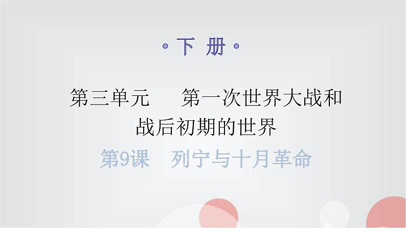 人教版世界历史九年级下册第三单元第九课列宁与十月革命课件第1页