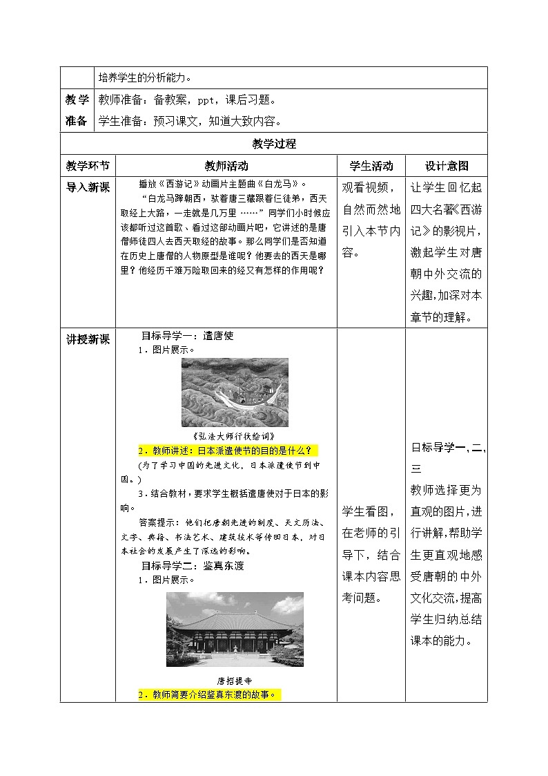 【核心素养】新课标部编版初中历史七年级下册 4 唐朝的中外文化交流  课件+教案+练习（含教学反思和答案）02