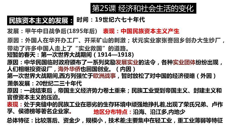 第八单元 近代经济、社会生活与教育文化事业的发展 精品复习课件02