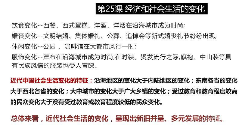 第八单元 近代经济、社会生活与教育文化事业的发展 精品复习课件05