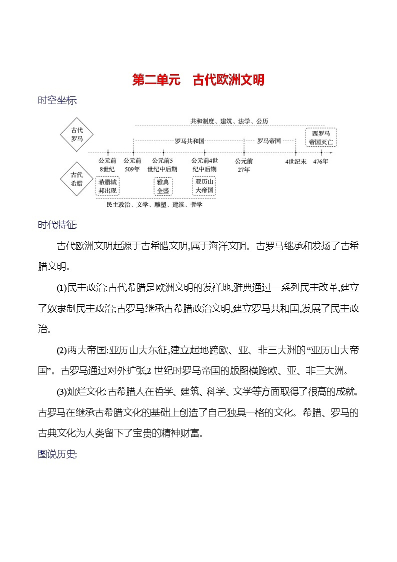 2023-2024 部编版初中历史 九年级上册  第二单元　古代欧洲文明 同步练习（学生版）第1页