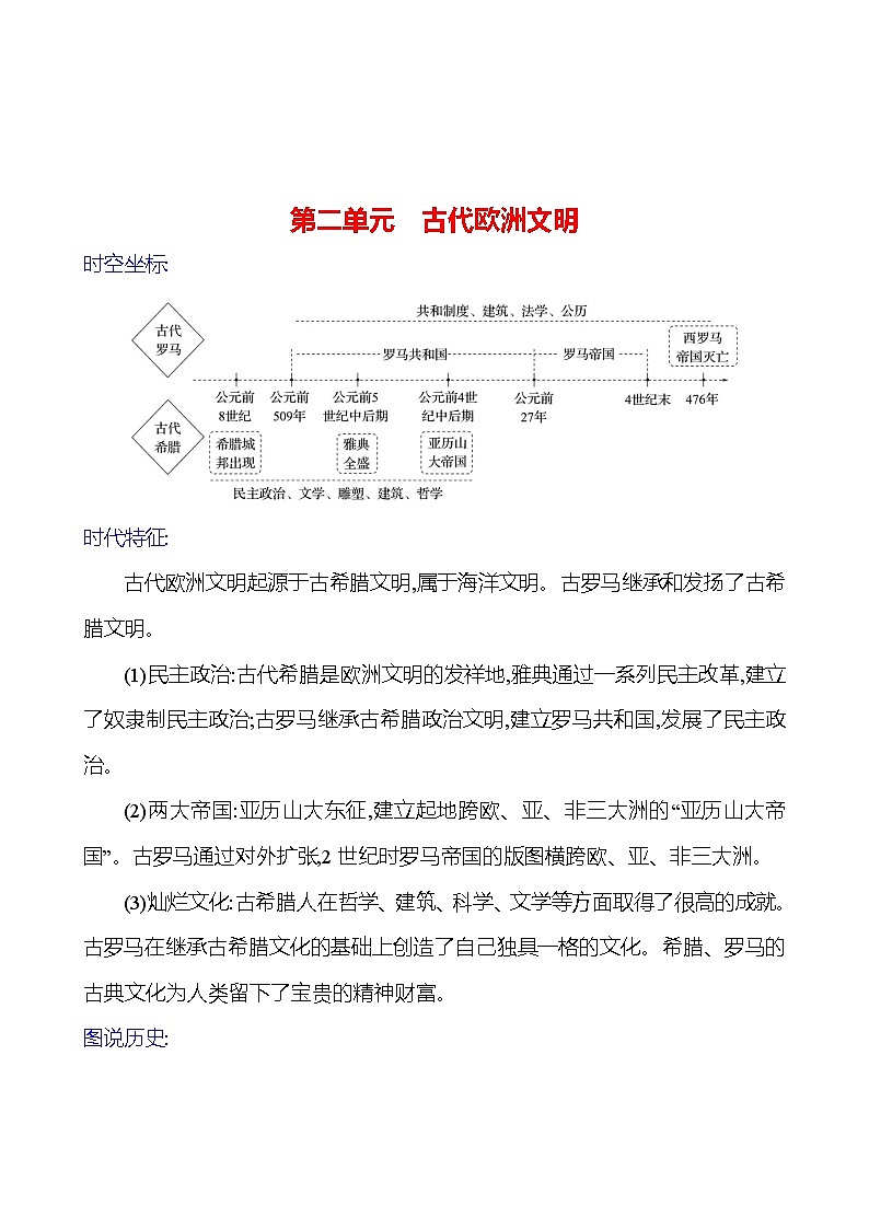 2023-2024 部编版初中历史 九年级上册  第二单元　古代欧洲文明 同步练习（教师版）第1页