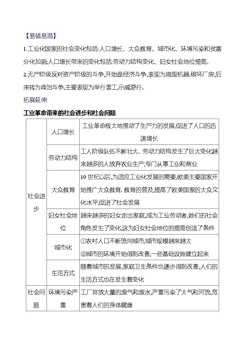 2023-2024 部编版初中历史 九年级下册  第二单元  第6课　工业化国家的社会变化 同步练习03