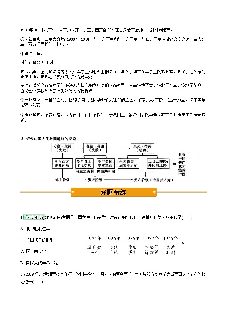 中考历史第一轮复习(思维导图 背诵手册 过关精练)从国共合作到国共对立（含答案）第3页