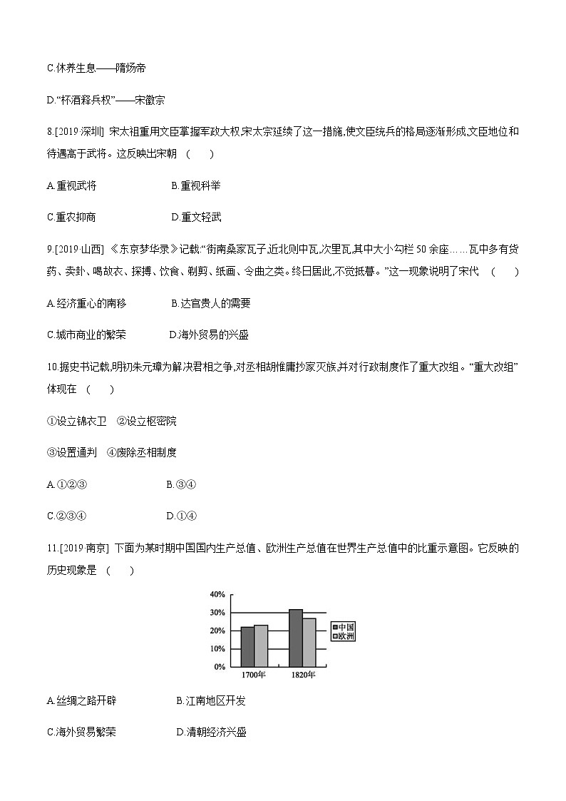 中考历史二轮复习专题训练专题01 中国古代的政治、经济史 (含解析)第3页