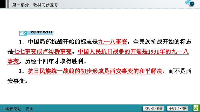 中考历史一轮复习课件第1部分 模块2 第6单元 中华民族的抗日战争 (含答案)08