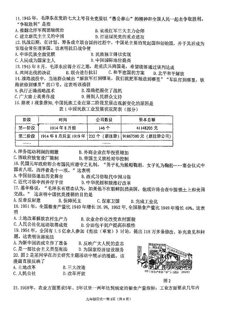 扫描件_九年级历史试题第2页