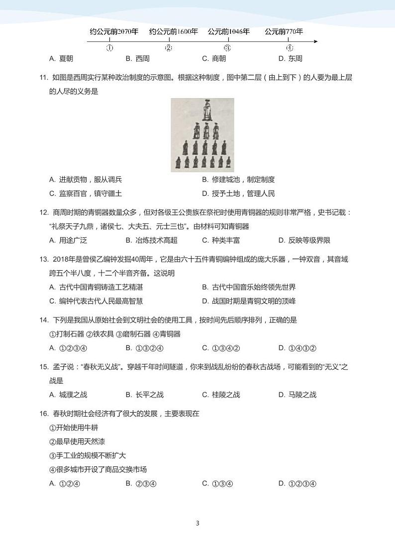 2020_2021学年广东深圳福田区深圳市高级中学初一上学期期中历史试卷(学生版)第3页