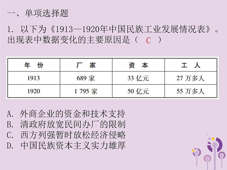 中考历史一轮复习课件 中国近代史主题六近代经济社会生活与教育文化事业的发展习题（含答案）第2页