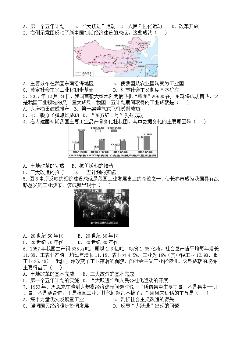 初中历史统编八下第二单元第四课新中国工业化的起步和人民代表大会制度的确立预习学案02
