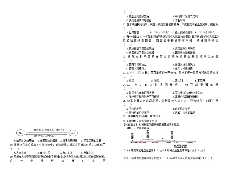 吉林省长春外国语学校2023-2024学年九年级上学期9月月考历史试题（含答案）02