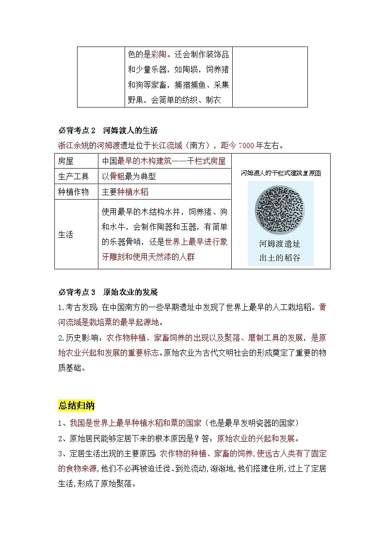 【期中单元知识点归纳】（部编版）2023-2024学年九年级历史上册 第一单元++史前时期：中国境内早期人类与文明的起源（背诵清单）03