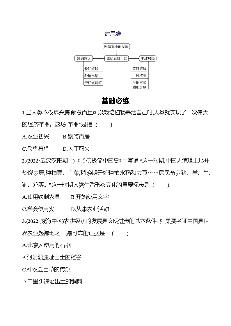 第一单元　第2课　原始农耕生活 同步练习（学生版）2023-2024 部编版初中历史七年级上册（湖北专版）第2页