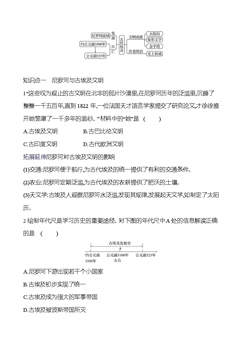 第一单元 第一课   古 代 埃 及 同步练习2023-2024 部编版历史 九年级上册02