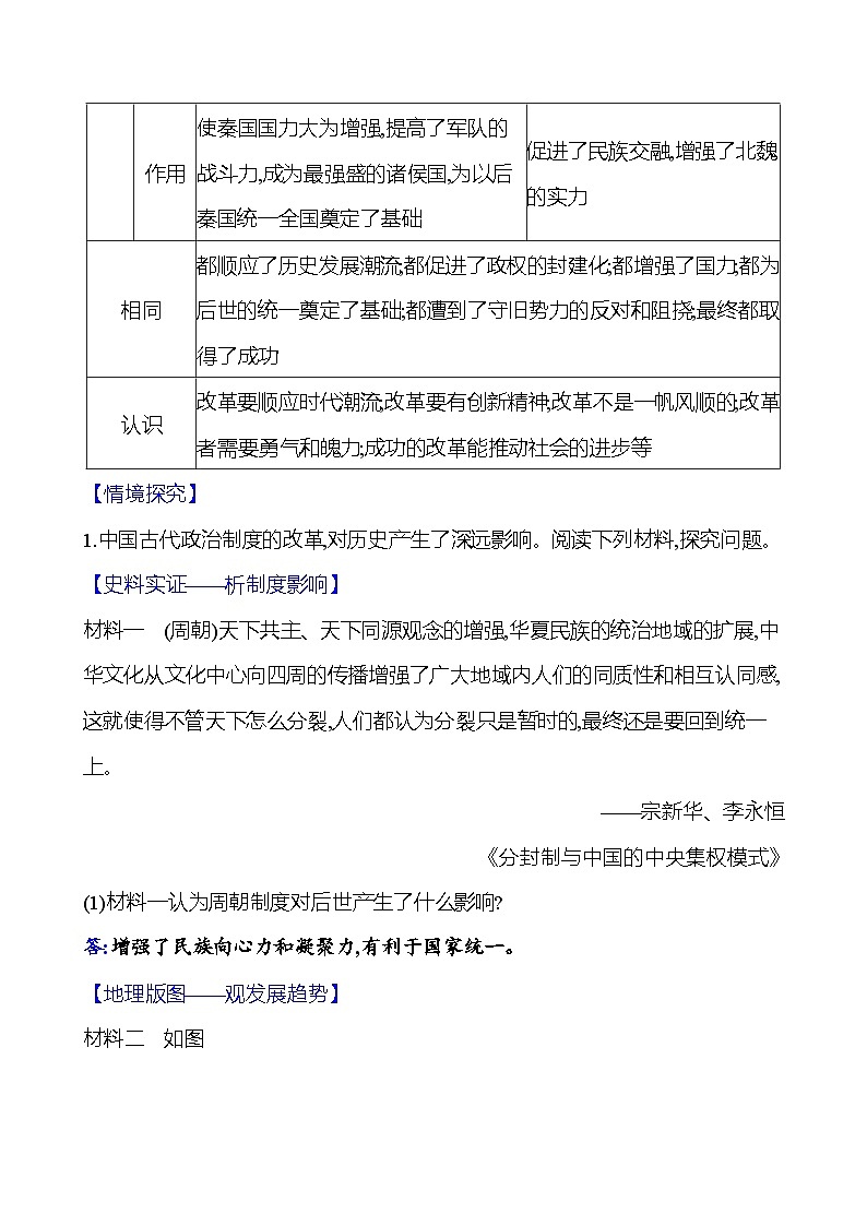大概念一 　制度创新与重要改革导学案2023-2024 部编版初中历史七年级上册03