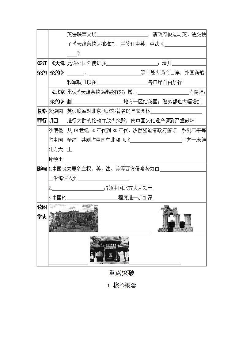 第2课 第二次鸦片战争  导学案（原卷版+答案版）2023-2024 部编版初中历史八年级上册历史02