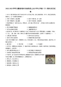 2022-2023学年安徽省亳州市涡阳县王元中学七年级（下）期末历史试卷（含答案解析）