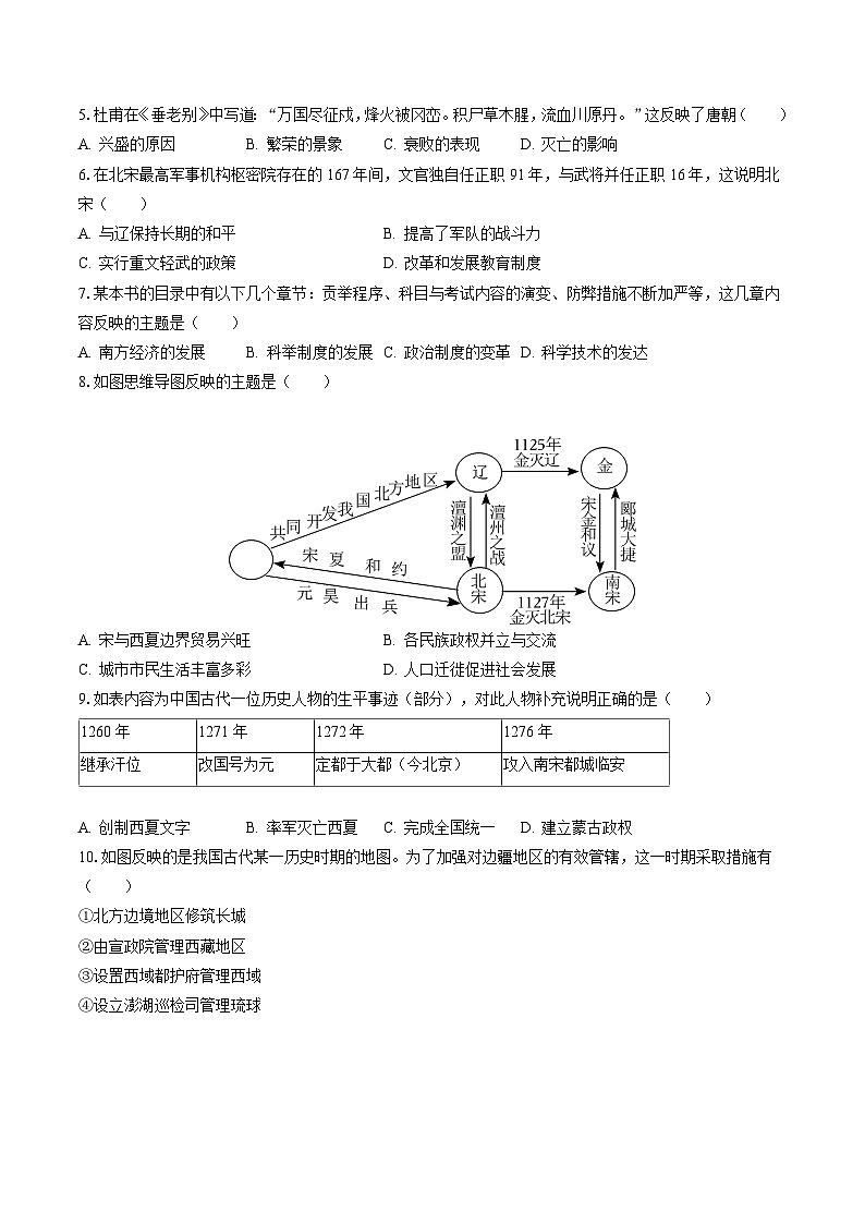 2022-2023学年北京市通州区七年级（下）期末历史试卷（含答案解析）02