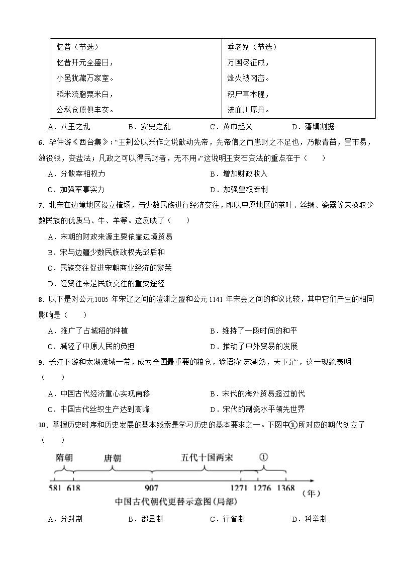 安徽省淮南市凤台县2022-2023学年七年级下学期历史期末试卷02