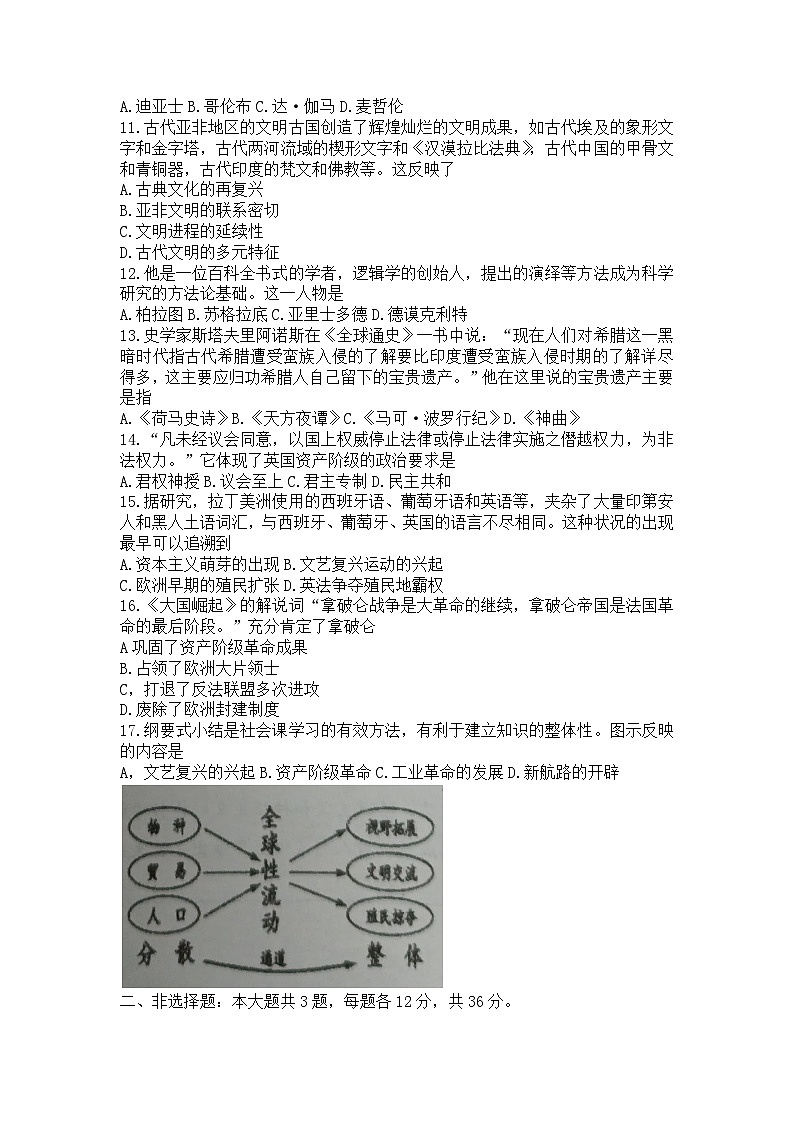江苏省灌南县教育联盟校2023-2024学年九年级上学期第一次月考历史试题02