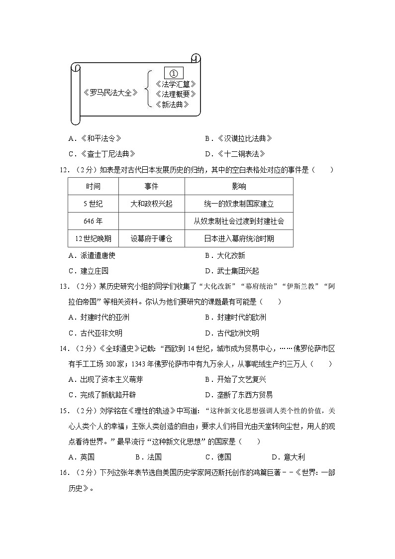 福建省泉州市南安市鹏峰中学教研片区2022-2023学年九年级上学期期中历史试卷第3页