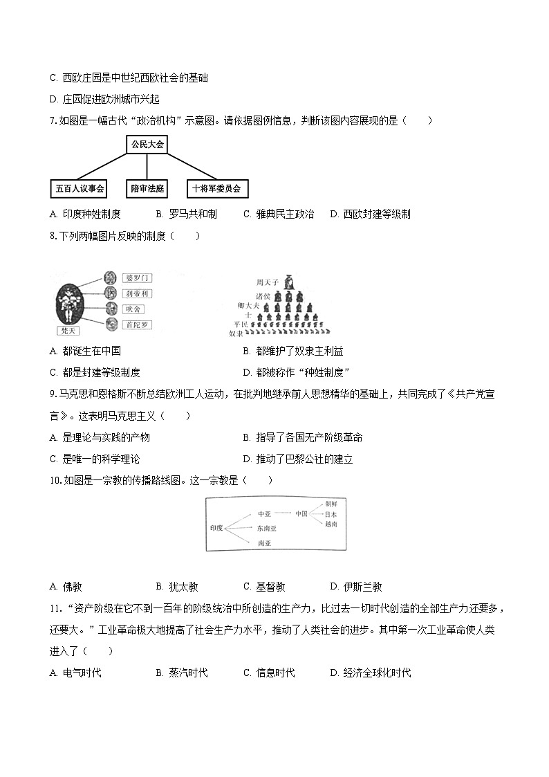 2022-2023学年天津市南开区科技实验中学九年级（上）期末历史试卷（含解析）02