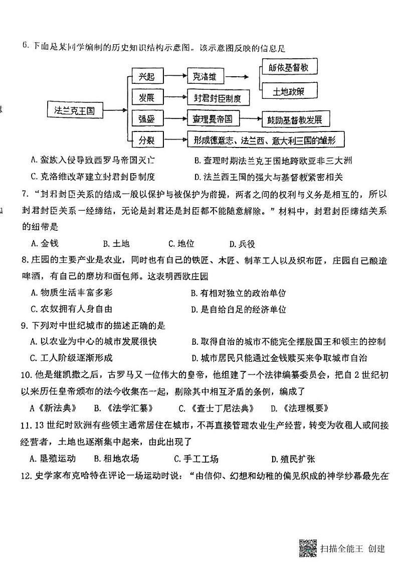 辽宁省丹东市第五中学2023-2024学年九年级上学期10月月考历史试题第2页
