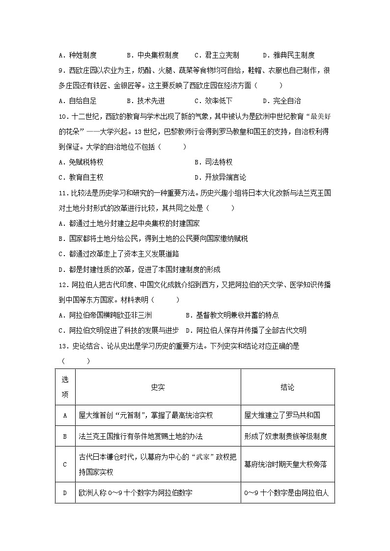 山东省东营市河口区实验中学2023-2024学年部编版八年级历史上学期月考试题第2页