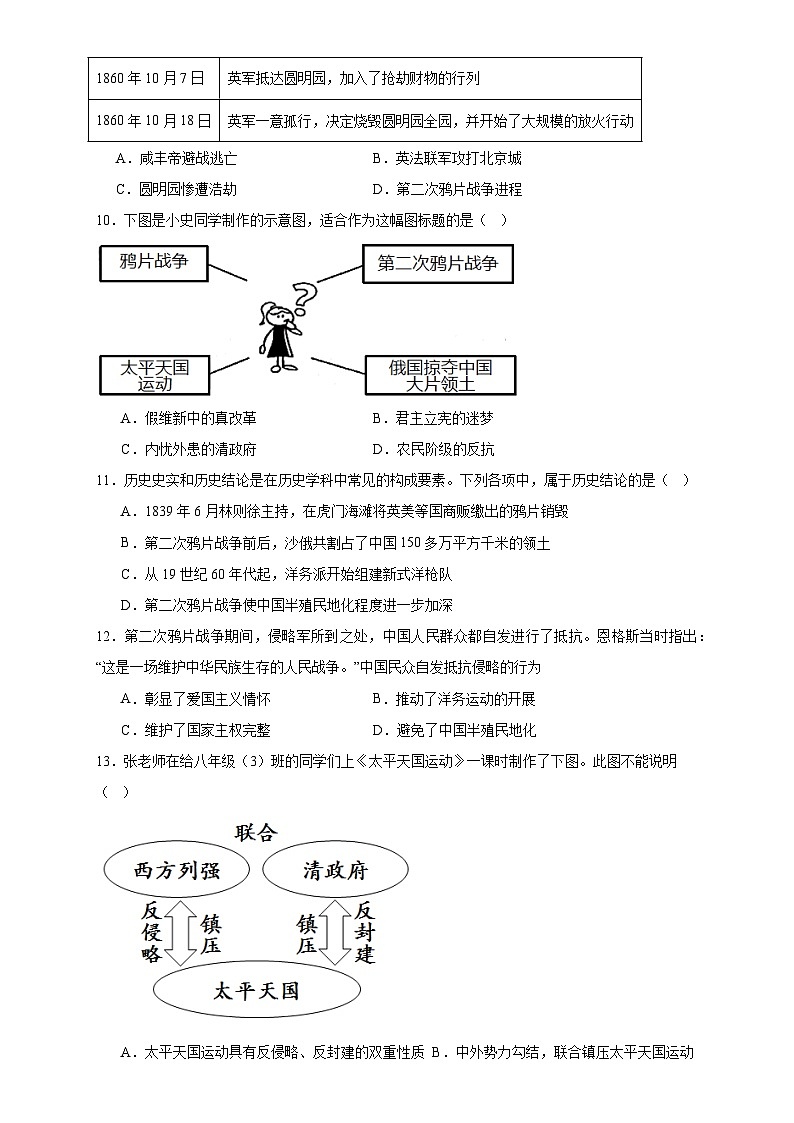 广东省佛山市顺德区美辰学校2023-2024学年八年级上学期第一次学情调查历史试题（月考）第3页