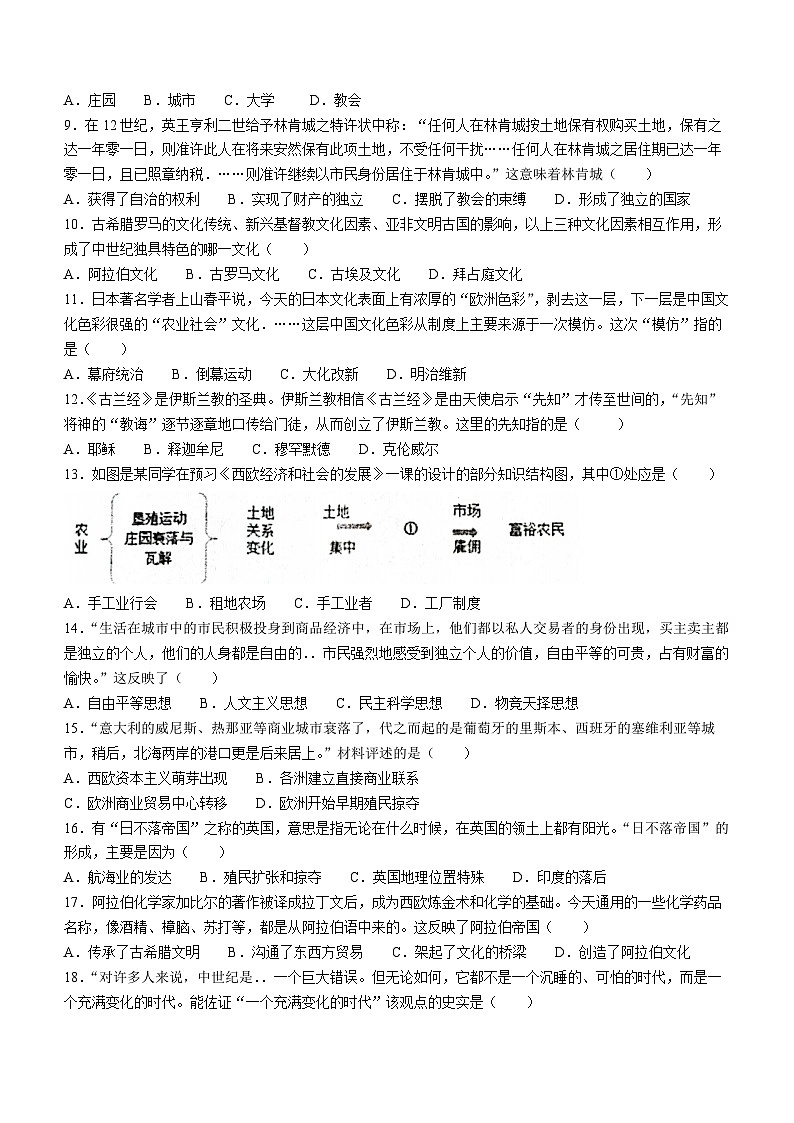 江西省抚州市东乡区2022-2023学年九年级上学期期中历史试题第2页