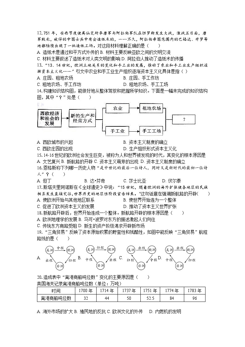 九年级历史月考第2页