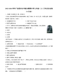 2023-2024学年广西梧州市岑溪市糯垌中学九年级（上）月考历史试卷（9月份）（含解析）