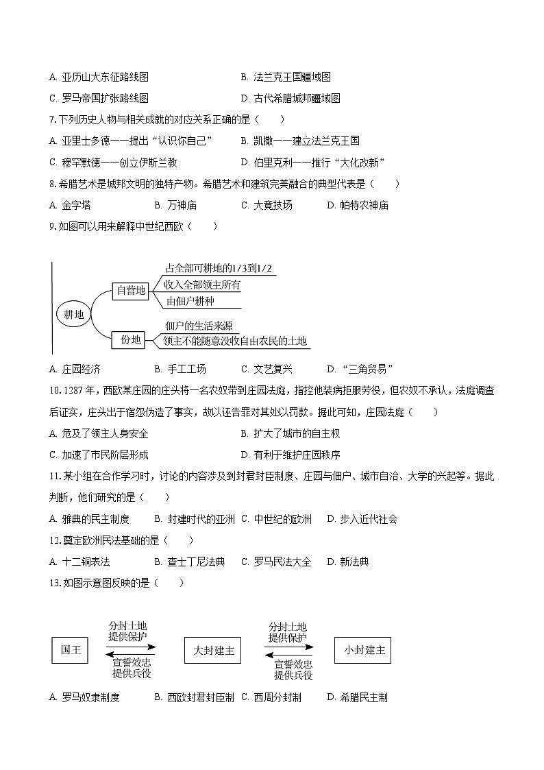 2023-2024学年江苏省无锡市江阴市文林中学九年级（上）段考历史试卷（10月份）（含解析）02