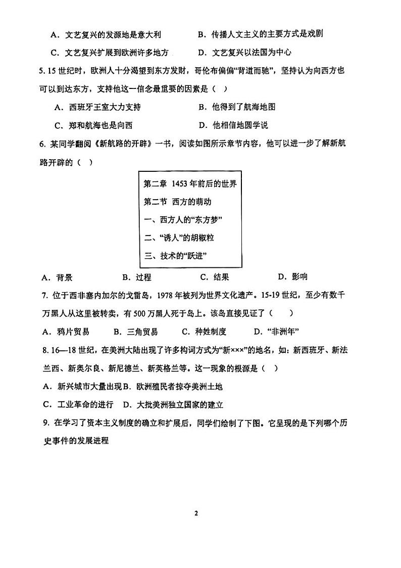 河北省邯郸市第二十三中学2023-2024学年九年级上学期第一次月考历史试卷02