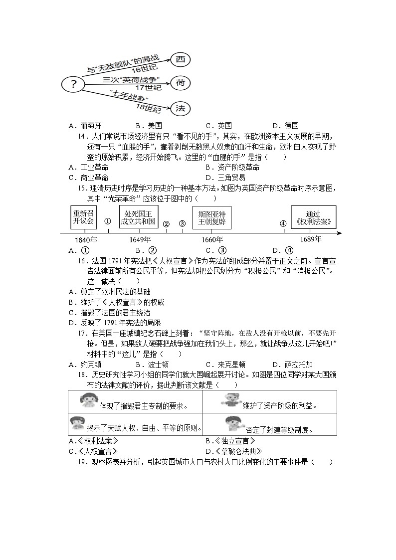 江苏省常熟市2023-2024学年九年级上学期期中考试历史卷（含答案）第3页