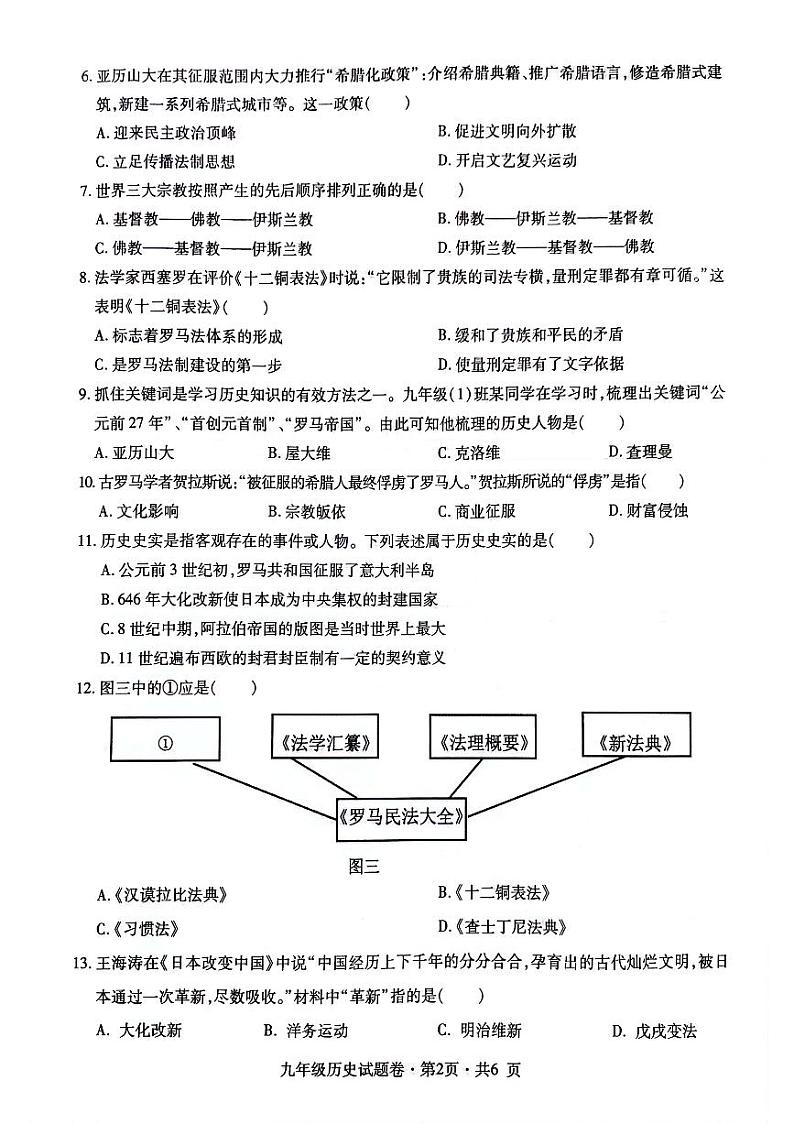 贵州省六盘水市钟山区2023—2024学年九年级上学期10月月考历史试题第2页