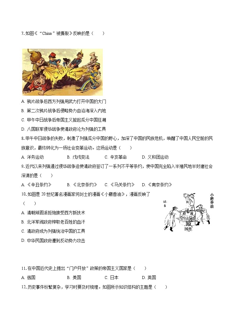 2023-2024学年贵州省八年级（上）第一次质检历史试卷（含解析）第2页
