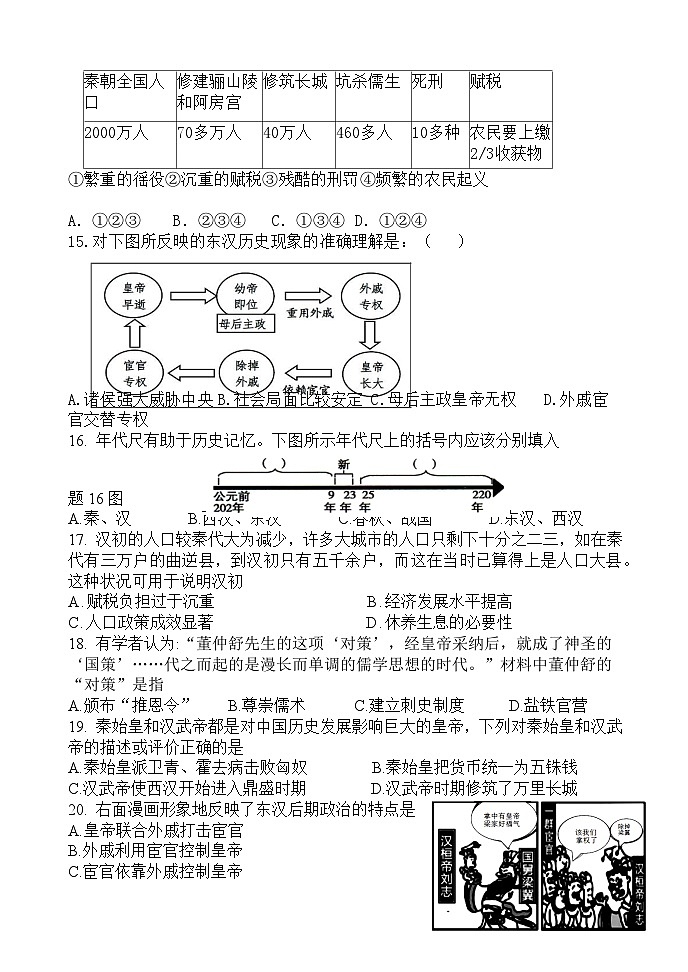 2023-2024学年部编版七年级上册期末历史训练题（含答案）第3页